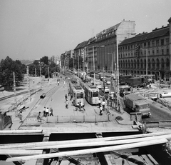 Hungary, Budapest IX., Boráros tér a Petőfi híd pesti hídfőjének átépítésekor, szemben a Közraktár utca., 1979, FŐMTERV, Budapest, Fortepan #253848