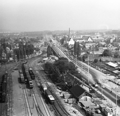 Hungary, Budapest III., kilátás a Filatorigát teherpályaudvar és a Szentendrei úti felüljáró felé., 1979, FŐMTERV, Budapest, Fortepan #253852