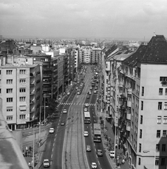 Hungary, Budapest II., Margit körút (Mártírok útja) a Kohó- és Gépipari Minisztérium épület tetejéről a Bem József utca felé nézve., 1980, FŐMTERV, Budapest, Fortepan #253869