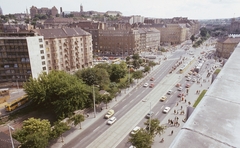 Hungary, Budapest I.,Budapest II., kilátás a Kohó- és Gépipari Minisztérium épületéből a Margit körút (Mártírok útja) a Széna tér felé, Jobbra távolabb a Széll Kálmán (Moszkva) tér és a Postapalota látható., 1980, FŐMTERV, colorful, Budapest, Fortepan #253887