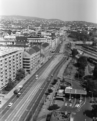 Magyarország, Budapest XII., kilátás az INTRANSZMAS székház tetejéről az Alkotás utca és a Déli pályaudvar felé., 1981, FŐMTERV, Domonkos Endre, Budapest, Fortepan #253906