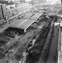 Hungary, Óbuda, Budapest III., Flórián tér, a Szentendrei utat és az Árpád hídat összekötő felüljáró építése., 1982, FŐMTERV, Budapest, Fortepan #253921