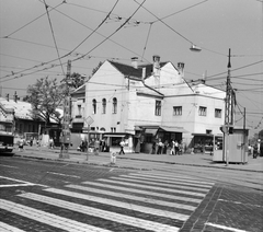 Hungary, Budapest VIII., Baross utca, balra a Baross kocsiszín, jobbra a Fiumei (Mező Imre) út., 1982, FŐMTERV, Budapest, Fortepan #253958