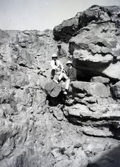 1913, Kriszt Béla, excursion, travelling, sitting on a rock, hat, rock, hill climbing, Fortepan #254054