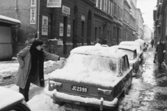 Magyarország, Budapest VII., Dob utca, balra a háttérben a 12-es számú ház látható., 1984, Bojár Sándor, rendszám, zöldséges, Budapest, taxi, Fortepan #255157