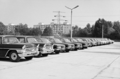 Hungary, Budapest XIII., Röppentyű utca, a Merkur Személygépkocsi Értékesítő Vállalat használtautó-telepe., 1982, Bojár Sándor, Budapest, Soviet brand, car park, Fortepan #255318