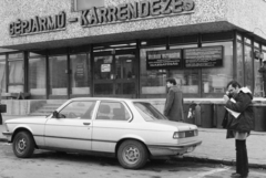 Magyarország, Budapest XI., Hamzsabégi út 60., az Ál­lami Biztosító Budapesti Gépjárműkárrendezési Központ kárfelvevő helye., 1984, Bojár Sándor, Budapest, Állami Biztosító, BMW-márka, BMW E21, Fortepan #255375