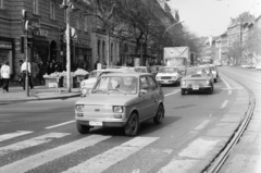 Magyarország, Budapest VII., az Erzsébet (Lenin) körút Dohány utca - Wesselényi utca közötti szakasza., 1986, Bojár Sándor, rendszám, Polski Fiat 126p, Budapest, VAZ 2101, Skoda 120, Fortepan #255400