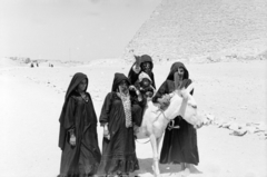 Egypt, Giza, Kheopsz piramis., 1958, Bujdosó Géza, donkey, kid, chador, Fortepan #255591