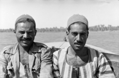 1958, Bujdosó Géza, striped dress, head-gear, men, Fortepan #255593