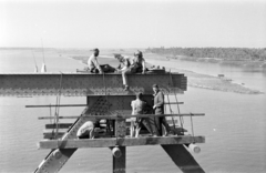 Egypt, Cairo, a Nílus feletti Al Marazeek-híd. A magyar tervezésű híd acélszerkezetének anyagát az ózdi és a diósgyőri acélművek készítette, a hídszerkezetet a győri Rába Művek gyártotta, a szerelést a Ganz–MÁVAG Mozdony- Vagon- és Gépgyár gárdája végezte., 1958, Bujdosó Géza, Endre Darvas-plan, Pál Sávoly-design, Fortepan #255625