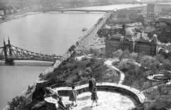 Magyarország, Gellérthegy, Budapest XI., látkép a Petőfi híddal., 1966, Kovács László Péter, híd, Duna, Budapest, Duna-híd, Feketeházy János-terv, Álgyay Hubert Pál-terv, Fortepan #25588