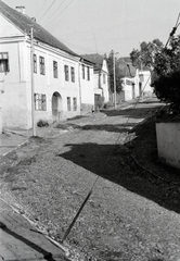 Románia,Erdély, Székelyudvarhely, Szentimre utca (Strada Sântimbru), balra a Kút utca (Strada Fântânei)., 1959, Kálnoki Kis Sándor, utcakép, lakóház, Fortepan #255956