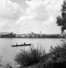 Hungary, a Duna túlpartján Szentendre., 1938, Fábián István, paddling, Danube's shore, family, picture, Fortepan #256031