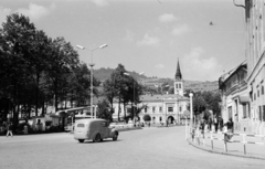 Slovakia, Brezno, Námestie generála Milana Rastislava Štefánika, a város főtere. Háttérben az evangélikus templom., 1966, Széky, Fortepan #256466