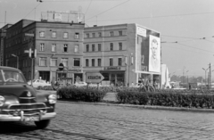 Poland, Katowice, Rynek., 1961, Közösségi Szociális Szövetkezet, street view, automobile, poster, Fortepan #256515