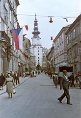 Slovakia, Bratislava, Mihály utca a Mihály-kapu felé nézve., 1960, Közösségi Szociális Szövetkezet, colorful, Fortepan #256567