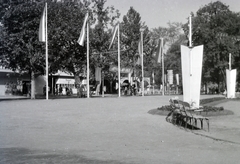 Hungary, Budapest XIV., 1949, Tildy Istvánné, flag pole, international fair, Budapest, Fortepan #256608