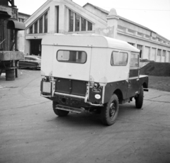 Magyarország, Budapest XIV., Egressy út 35-51., Posta Központi Járműtelep., 1954, Bolvári László, Budapest, Land Rover-márka, képarány: négyzetes, rendszám, Fortepan #256935