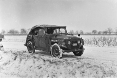 1954, Bolvári László, rendszám, tél, Skoda-márka, Skoda 1101 VO/P Colonial, hó, Fortepan #257083