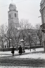 Ukraine,Zakarpattia Oblast, Mukachevo, Puskin utca, a Boldogságos Szűz Mennybemenetele székesegyház., 1942, Mohai család, Fortepan #257153