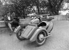 1959, Ladinek Viktor, number plate, motorcycle with sidecar, Fortepan #257486