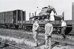 Lengyelország, Toruń, rendező pályaudvar., 1942, Reményi József, T-26 tank, zsákmány, harckocsi, Fortepan #257784