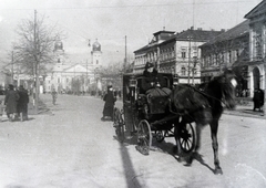 Hungary, Debrecen, Piac utca (Ferenc József út), háttérben a Kossuth téren a Református Nagytemplom., 1942, Reményi József, Fortepan #257914