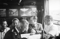 1942, Reményi József, soldier, cabin, picture in picture, nurse, German soldier, officer, Fortepan #257933