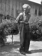 Hungary, Budapest IX., Mária Valéria telep., 1953, Ferencvárosi Helytörténeti Gyűjtemény, pants, suspenders, old person, Budapest, Fortepan #25799