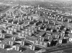 Hungary, Budapest IX., József Attila lakótelep az Üllői út felé nézve., 1968, Ferencvárosi Helytörténeti Gyűjtemény, aerial photo, blocks, Budapest, Fortepan #25806