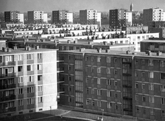 Magyarország, Budapest IX., József Attila lakótelep, az Ifjumunkás út és a Dési Huber utca közötti rész, háttérben a Kós Károly téri templom., 1972, Ferencvárosi Helytörténeti Gyűjtemény, lakótelep, Budapest, Fortepan #25815