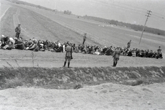 Ukraine, német fegyveresek őrzi a helyi asszonyokat és gyerekeket. A felvétel a vöröskeresztes kórházvonat egyik útjáról készült sorozat része., 1942, Reményi József, Fortepan #258202