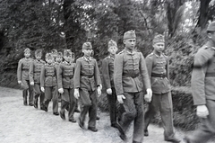 Hungary, kiképzésen résztvevő leventék., 1944, Reményi József, youth military organisation, kid, "Bocskai" side cap, cadet, Fortepan #258298