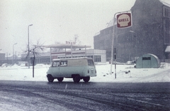 Magyarország, Budapest IX., Soroksári út - Kén utca sarok., 1971, Ferencvárosi Helytörténeti Gyűjtemény, színes, teherautó, Nysa-márka, benzinkút, lengyel gyártmány, Shell-márka, Budapest, Fortepan #25843