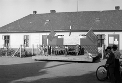 1961, Reményi József, Red Star, bicycle, flag, winners' podium, Fortepan #258546