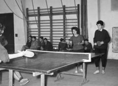 1965, Reményi József, ping pong asztal, bordásfal, tornaterem, ping pong, Fortepan #258606