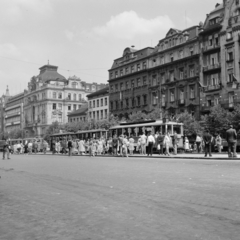 Czech Republik, Prague, Vencel tér (Václavské námestí) a Jindřišská ulice felé nézve., 1961, UWM Libraries, street view, tram, Fortepan #259154