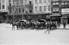 Belgium, Bruxelles, Place Charles Rogier / Karel Rogierplein., 1934, UWM Libraries, tobacco shop, tobacco, hairdresser, Horse-drawn carriage, cab-horse, Fortepan #259192