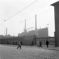 Németország, Mülheim an der Ruhr, Friedrich-Ebert-Straße, a Friedrich Wilhelms-Hütte acélöntöde., 1958, UWM Libraries, Eugene Vernon Harris, kockakő, NSZK, képarány: négyzetes, Fortepan #259303