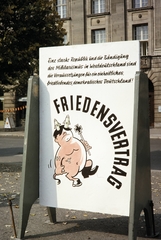 Germany, Berlin, Kelet-Berlin, propagandaplakát az Unter den Linden 28. előtt., 1961, UWM Libraries, East-Berlin, GDR, poster, caricature, german text, Fortepan #259375