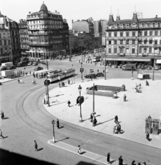 Belgium, Bruxelles, Place Charles Rogier / Karel Rogierplein., 1947, UWM Libraries, street view, tram, bird's eye view, Fortepan #259469