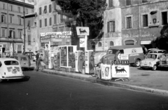 Olaszország, Róma, Largo Corrado Ricci, bal szélen a Via del Colosseo torkolata., 1959, UWM Libraries, benzinkút, Agip-márka, Fortepan #259576