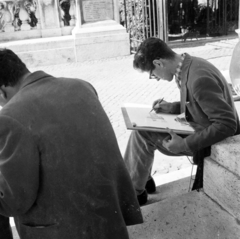 Olaszország, Róma, a Palazzo Nuovo árkádja, háttérben a Piazza del Campidoglio mellvédje., 1959, UWM Libraries, rajztábla, Fortepan #259611