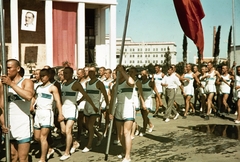 Oroszország, Moszkva, Népgazdaság Eredményeinek Kiállítása (később Összoroszországi Kiállítási Központ)., 1959, UWM Libraries, színes, sport mez, férfiak, Fortepan #259768