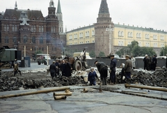 Oroszország, Moszkva, Manézs tér, balra az Állami Történelmi Múzeum, jobbra a Kreml., 1959, UWM Libraries, színes, Fortepan #259776