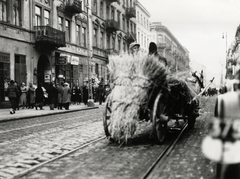 Lengyelország, Varsó, ulica Ludwika Zamenhofa, a felvétel a későbbi gettó területén készült., 1934, UWM Libraries, lovaskocsi, szalma, Fortepan #260106