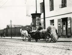 Lengyelország, Varsó, ulica Ludwika Zamenhofa, a felvétel a későbbi gettó területén készült., 1934, UWM Libraries, szekér, szalma, Fortepan #260111