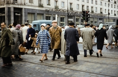 Poland, Warsaw, Aleje Jerozolimskie az ulica Krucza kereszteződésétől az ulica Marszałkowska felé nézve., 1960, UWM Libraries, colorful, crosswalk, Fortepan #260226