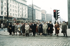 Poland, Warsaw, az Aleje Jerozolimskie a Rondo Romana Dmowskiego felé, előtérben az ulica Krucza kereszteződése., 1960, UWM Libraries, colorful, crosswalk, Fortepan #260324